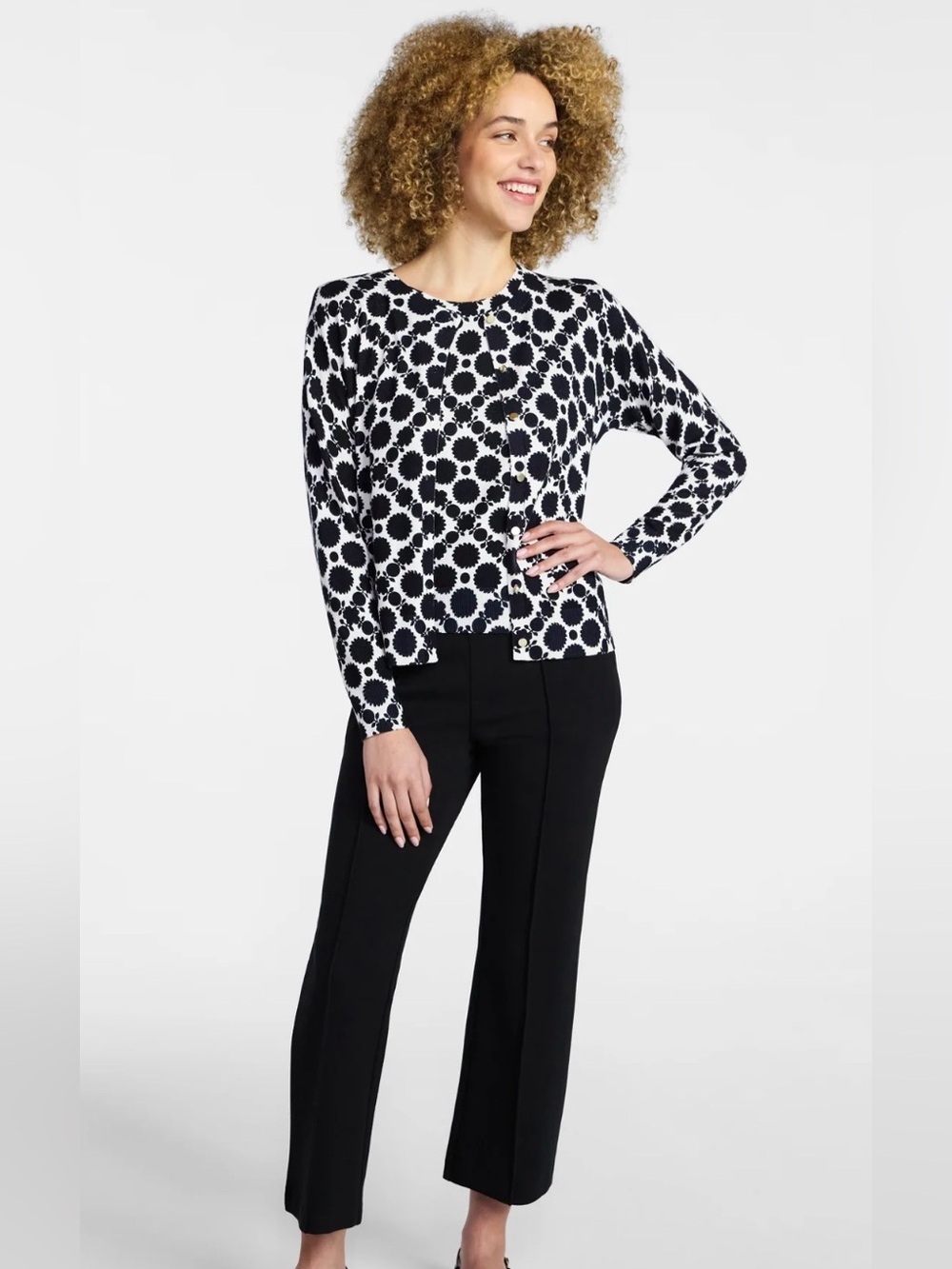 NWT Time and Tru Twin Set Cardigan Shell Sweater L 12 14 Blue Twilight Geometric - Picture 4 of 12